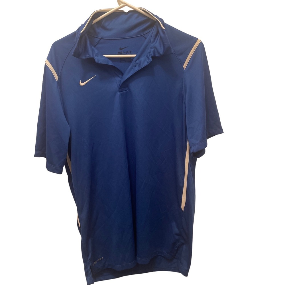NIKE "Dri-Fit" Mens Medium Blue S/S Polo Shirt, Casual, Golf